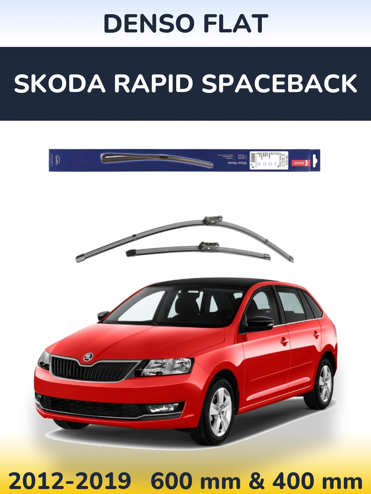 Комплект передних дворников Denso Flat 600 & 380 мм для Skoda Rapid Spaceback 2012-2019