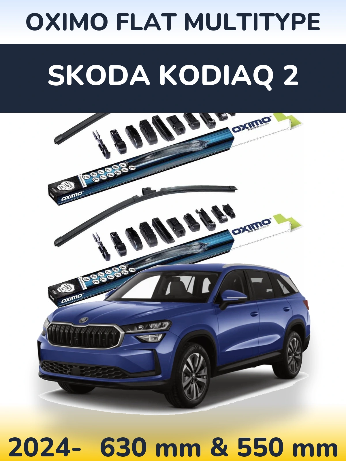 Комплект передних дворников Oximo Flat MultiТипe 600 & 550 мм для Skoda Kodiaq 2 2024-2026