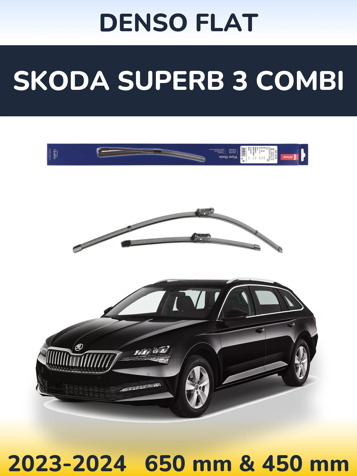 Komplet przednich wycieraczek Denso Flat 650 & 450 mm do Skoda Superb 3 Combi 2023-2024