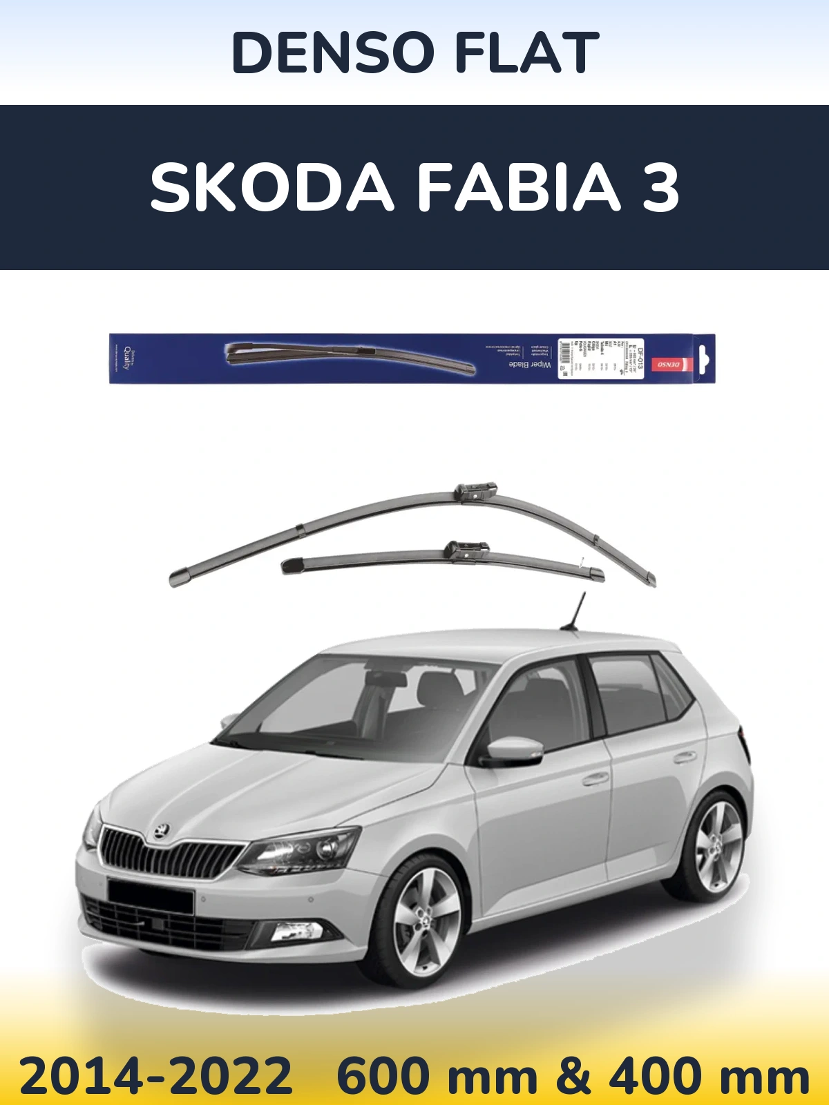 Комплект передних дворников Denso Flat 600 & 380 мм для Skoda Fabia 3 2014-2022