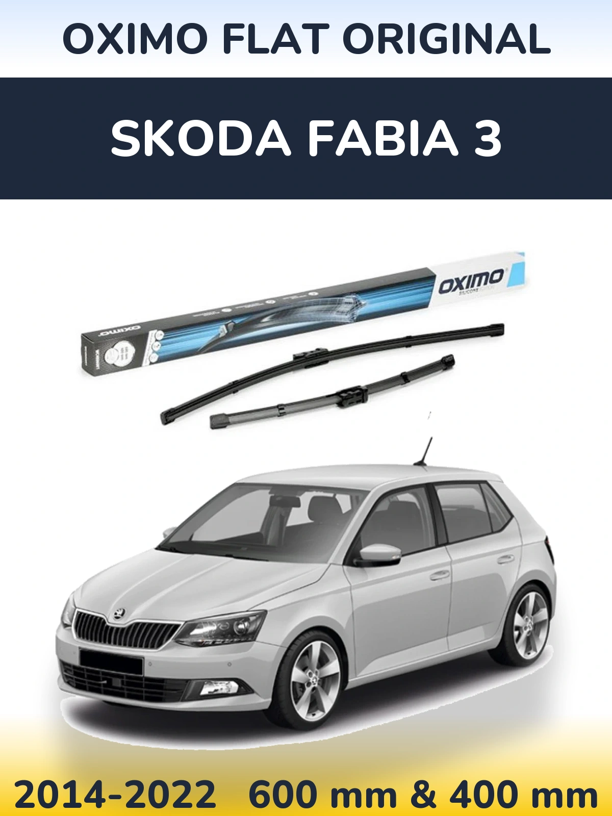 Комплект передних дворников Oximo Flat Original 600 & 400 мм для Skoda Fabia 3 2014-2022