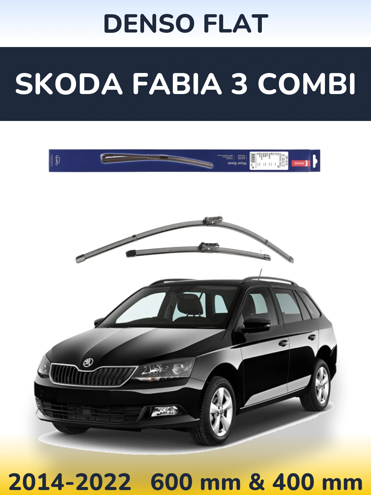 Комплект передних дворников Denso Flat 600 & 380 мм для Skoda Fabia 3 Combi 2014-2022