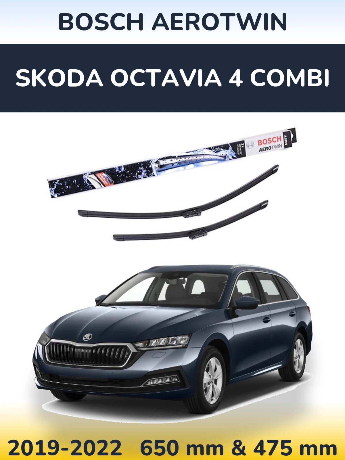 Komplet przednich wycieraczek BOSCH AeroTwin 650 & 475 mm do Skoda Octavia 4 Combi 2019-2022