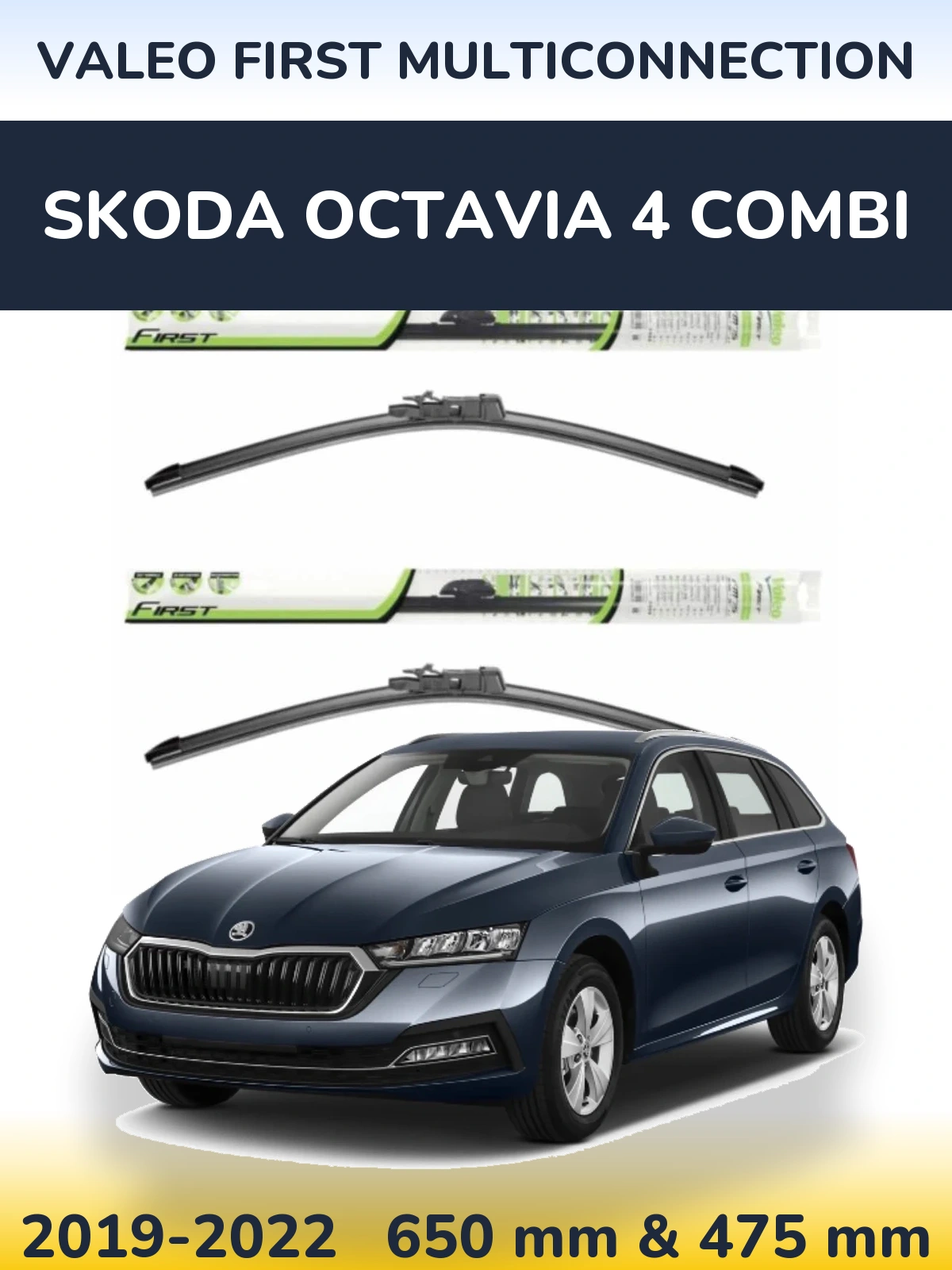 Komplet przednich wycieraczek Valeo First MultiConnection 650 & 475 mm do Skoda Octavia 4 Combi 2019-2022