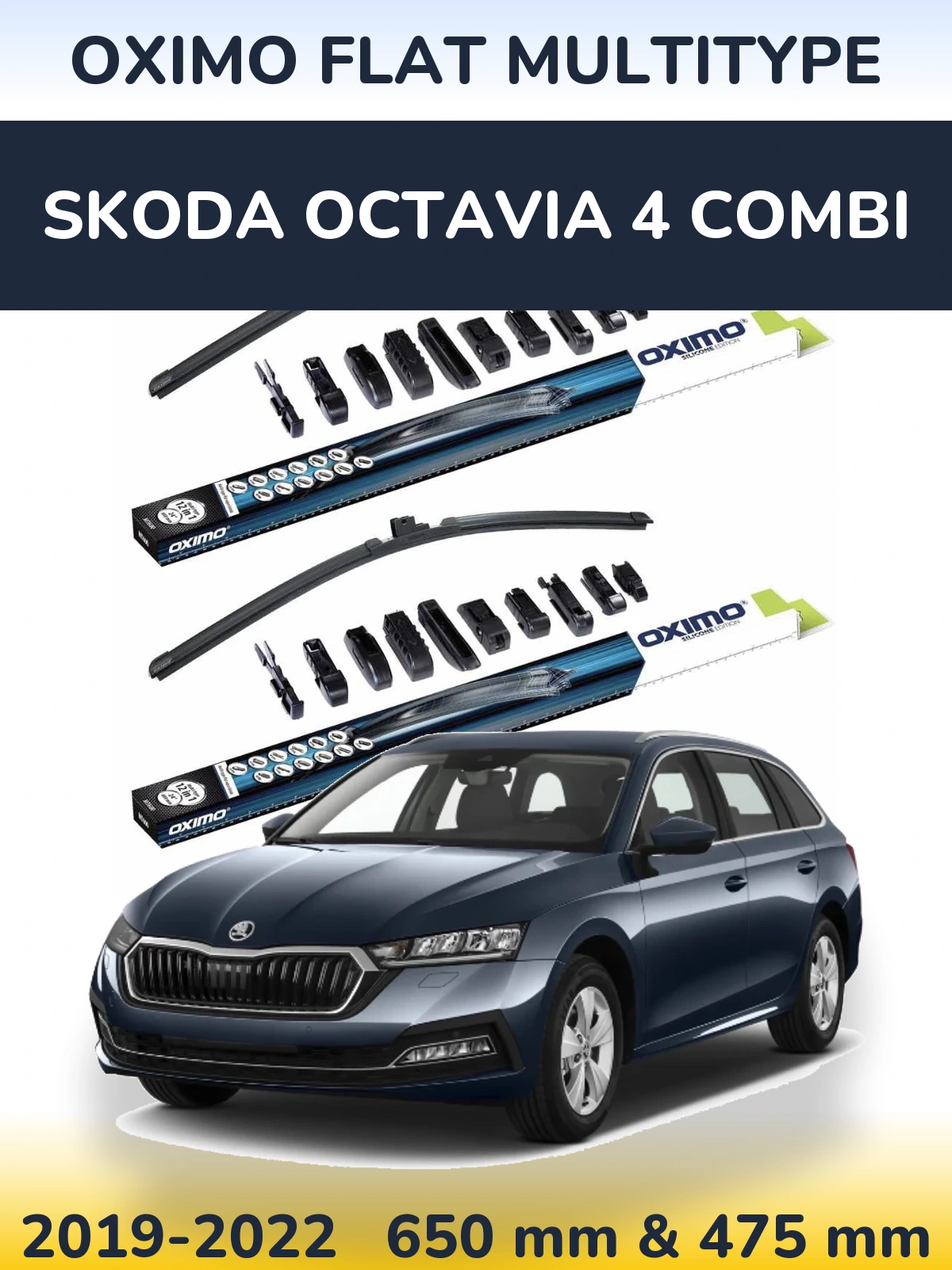 Komplet przednich wycieraczek Oximo Flat MultiType 650 & 475 mm do Skoda Octavia 4 Combi 2019-2022