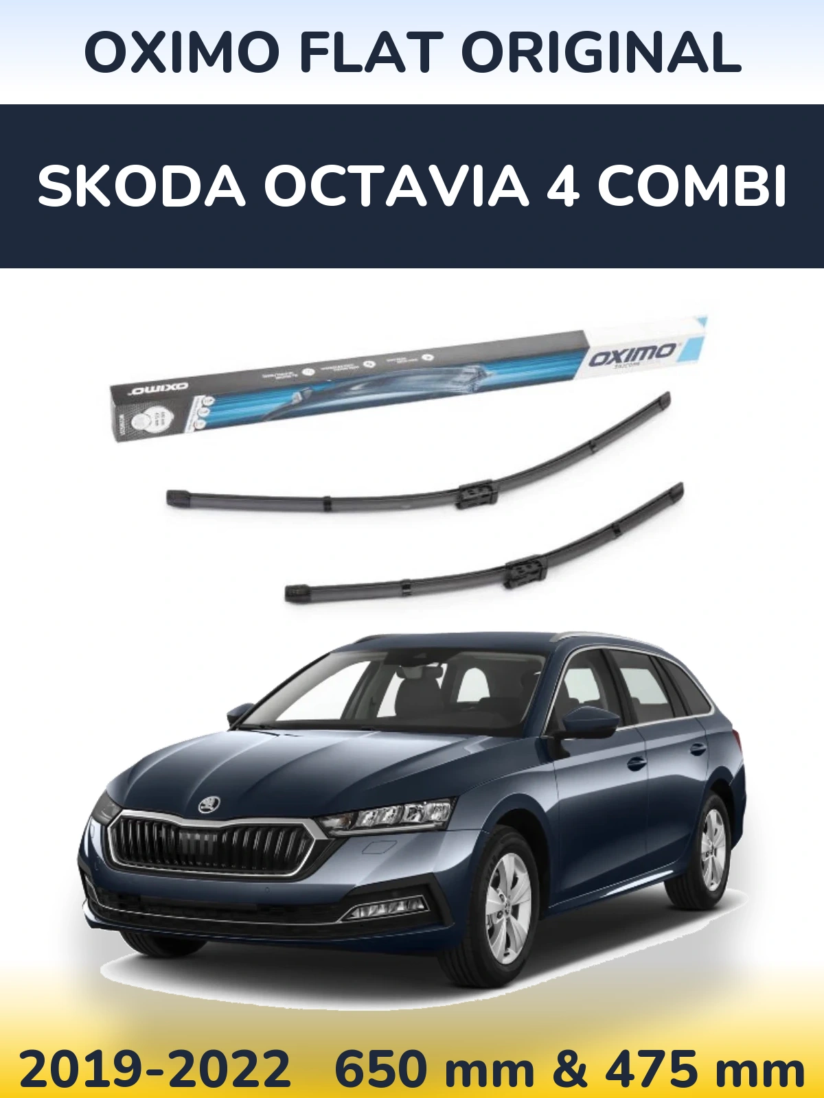 Komplet przednich wycieraczek Oximo Flat Original 650 & 475 mm do Skoda Octavia 4 Combi 2019-2022