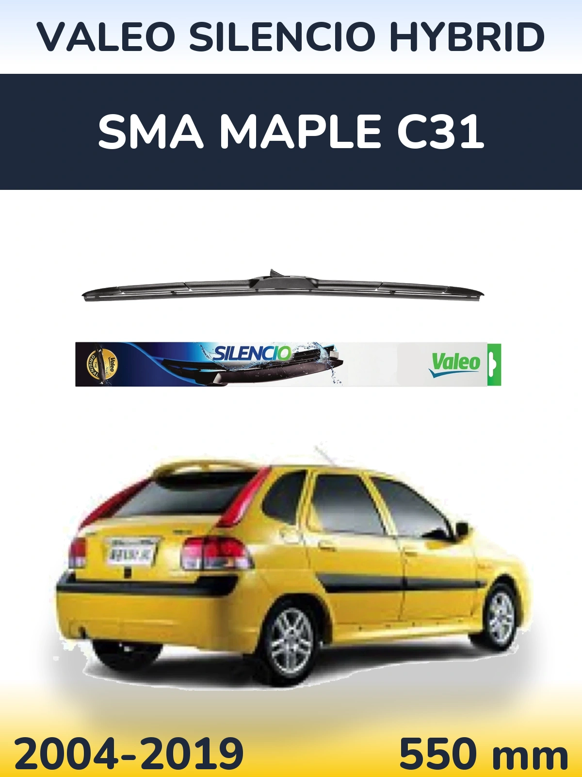Передний дворник Valeo Silencio Hybrid 550 мм для SMA Maple C31 2004-2019