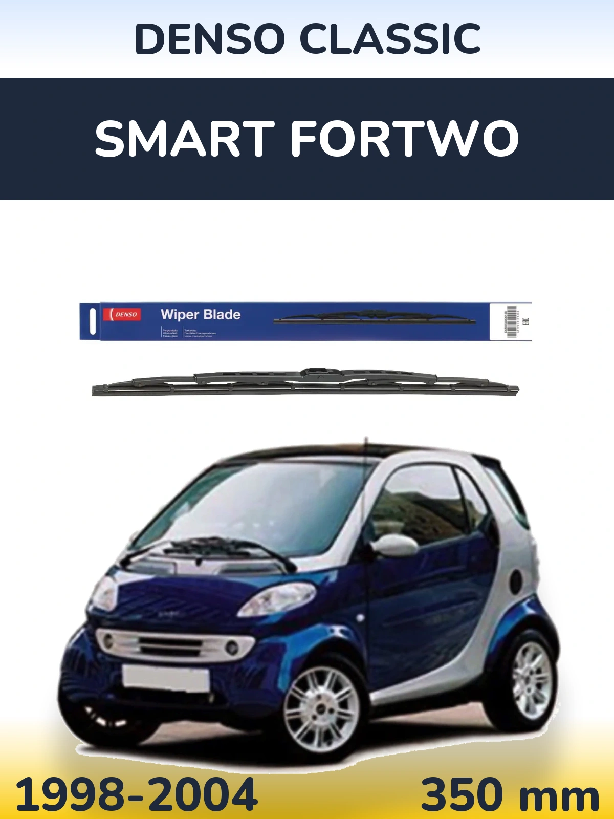 Rear wiper blade Denso Classic 350 mm for Smart Fortwo 1998-2004