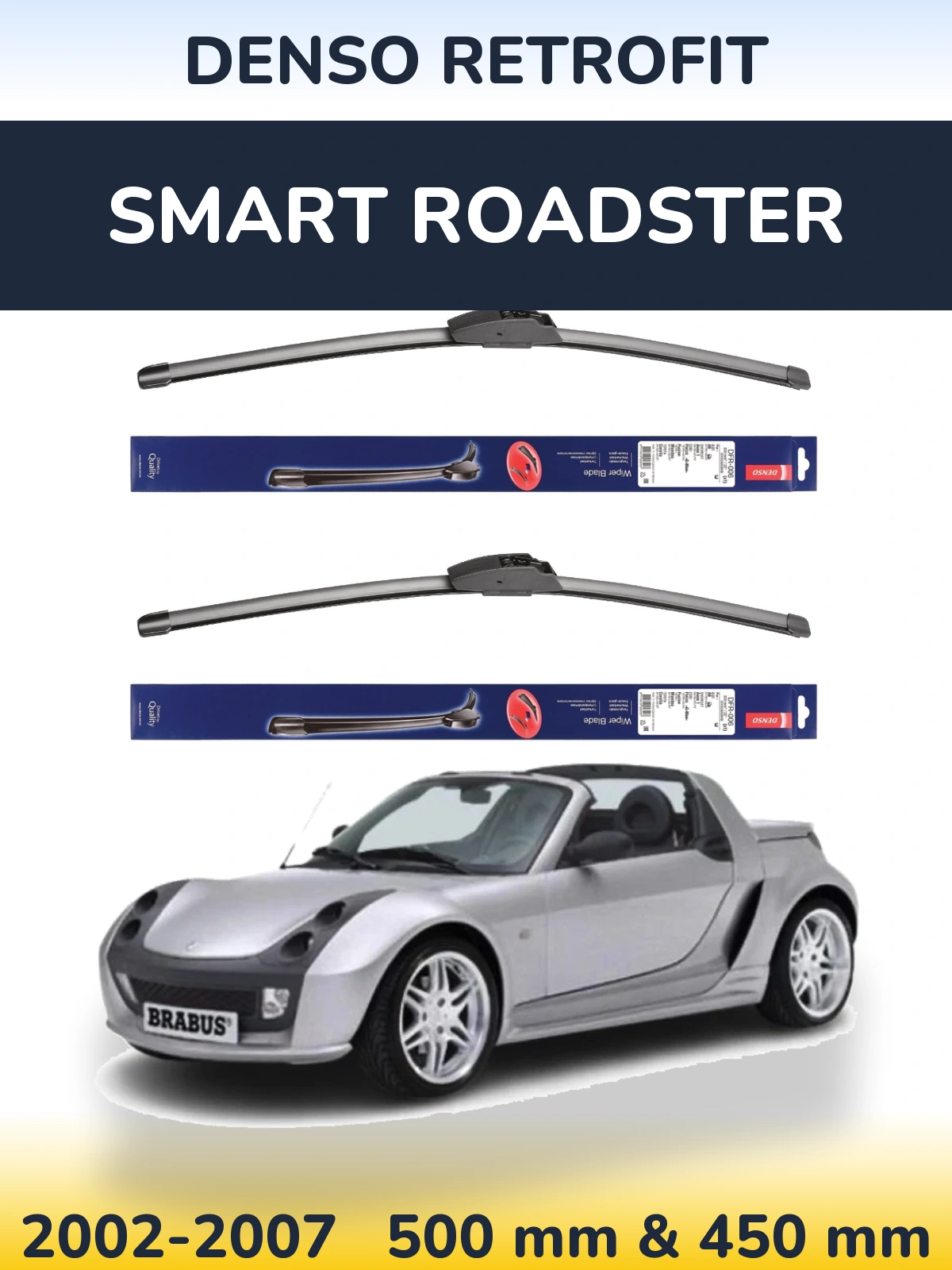 Комплект передніх щіток Denso Retrofit 500 & 450 мм для Smart Roadster 2002-2007