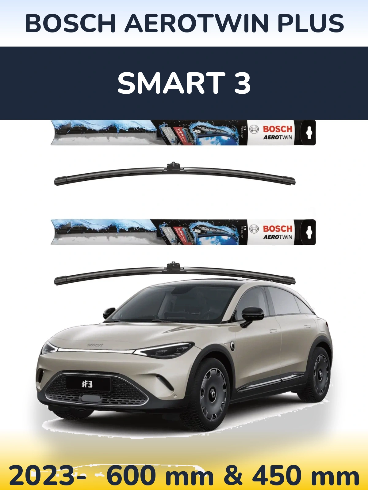 Комплект передніх щіток BOSCH AeroTwin Plus 600 & 450 мм для Smart 3 2023-2026