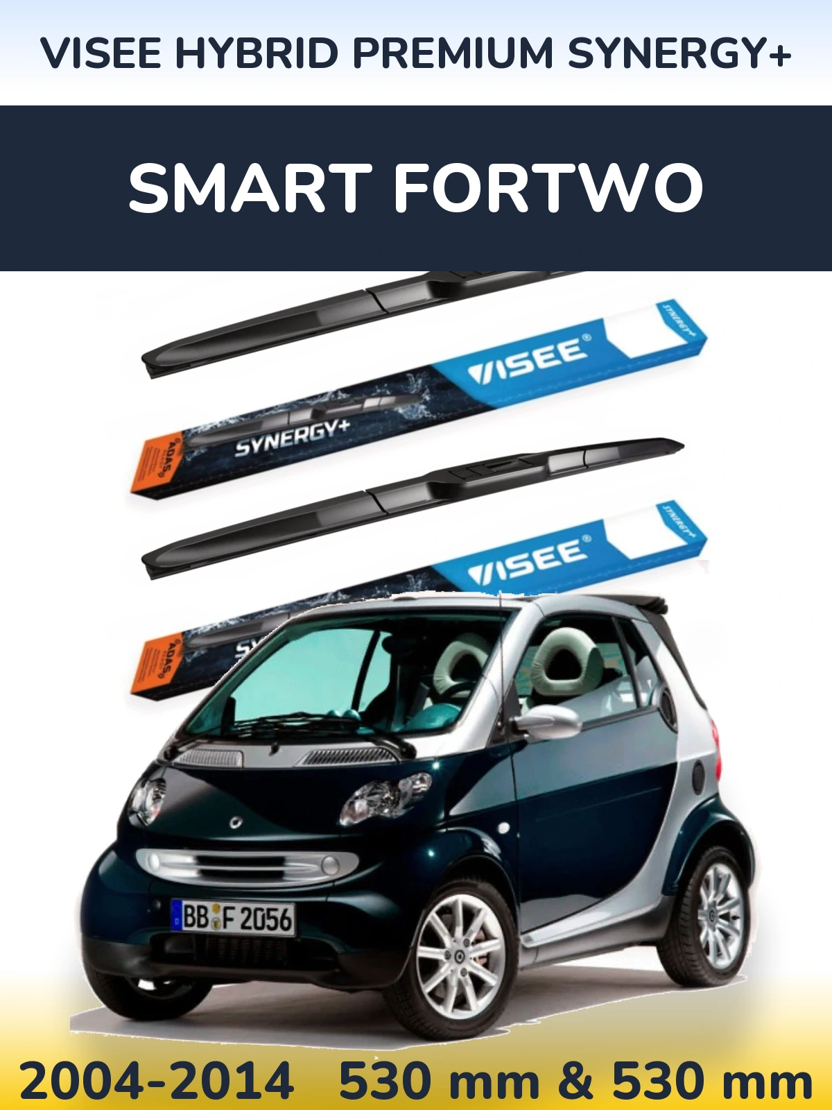 Komplet przednich wycieraczek VISEE HYBRID PREMIUM SYNERGY+ 530 & 530 mm do Smart Fortwo 2004-2014