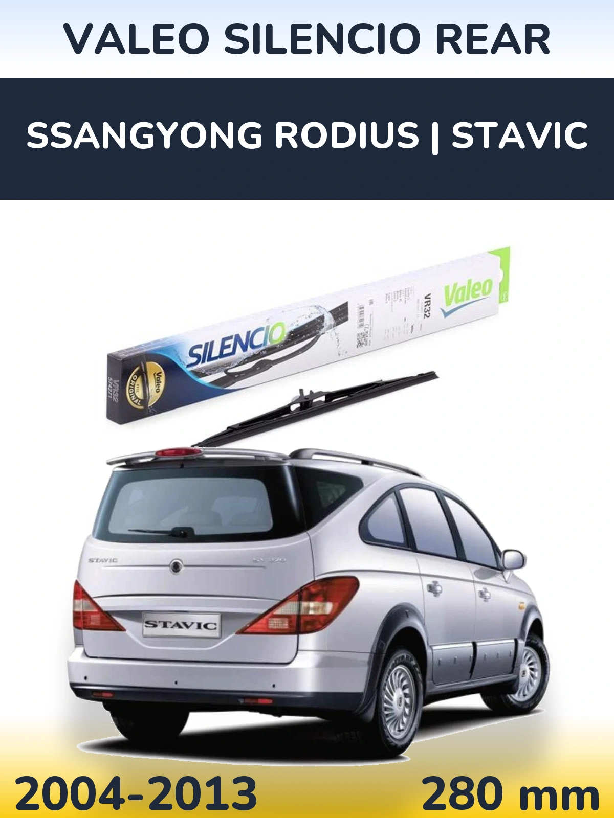 Задний дворник Valeo Silencio Rear 280 мм для SsangYong Rodius | Stavic 2004-2013