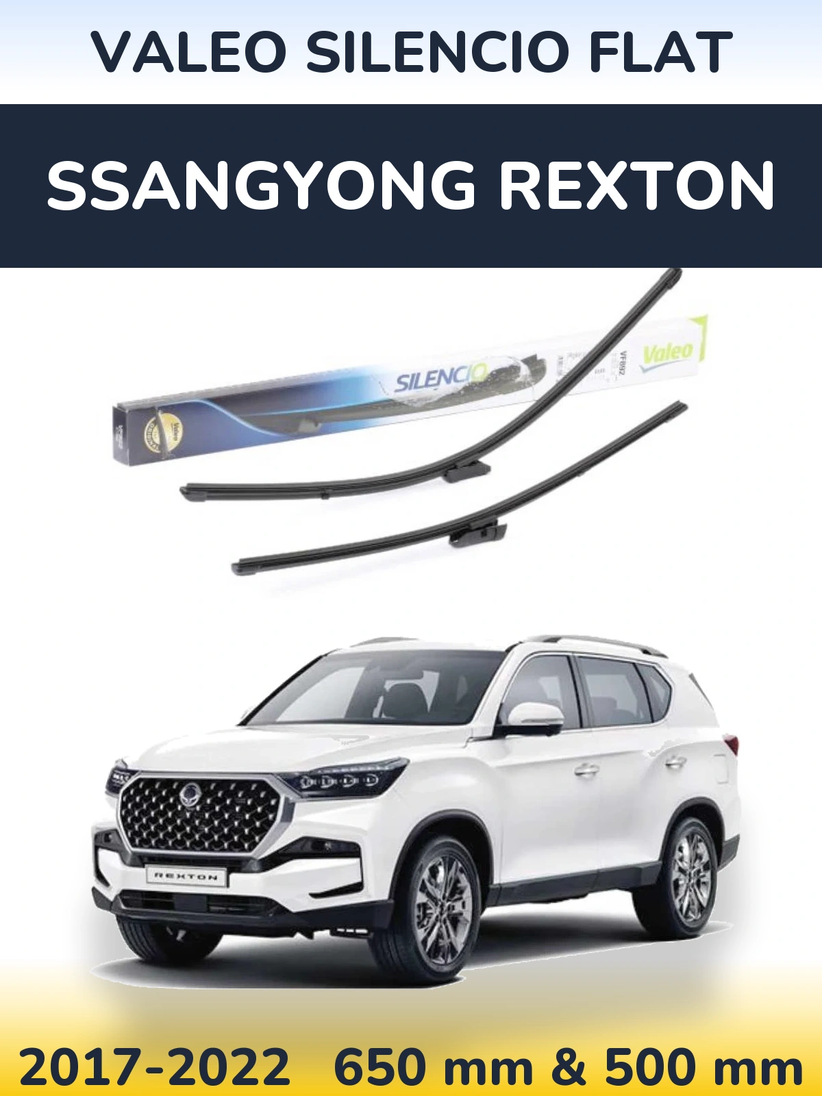 Komplet przednich wycieraczek Valeo Silencio Flat 630 & 500 mm do SsangYong Rexton 2017-2022