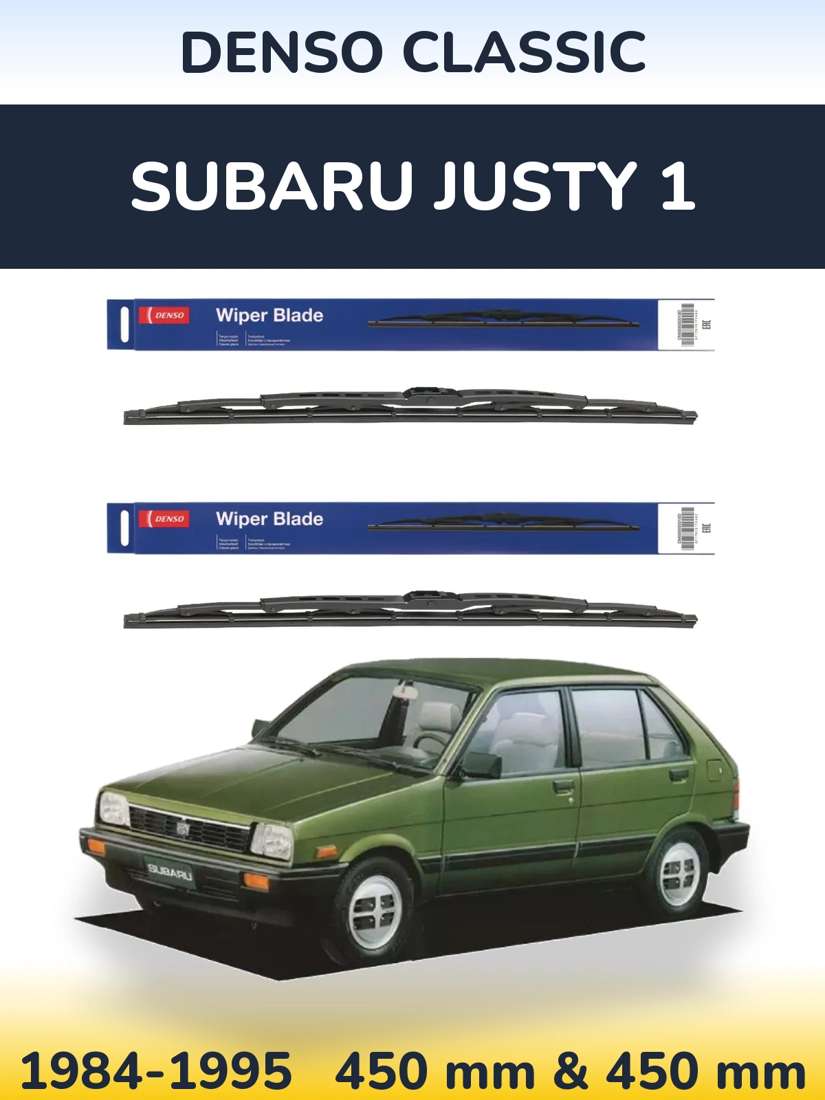 Komplet przednich wycieraczek Denso Classic 450 & 450 mm do Subaru Justy 1 1984-1995
