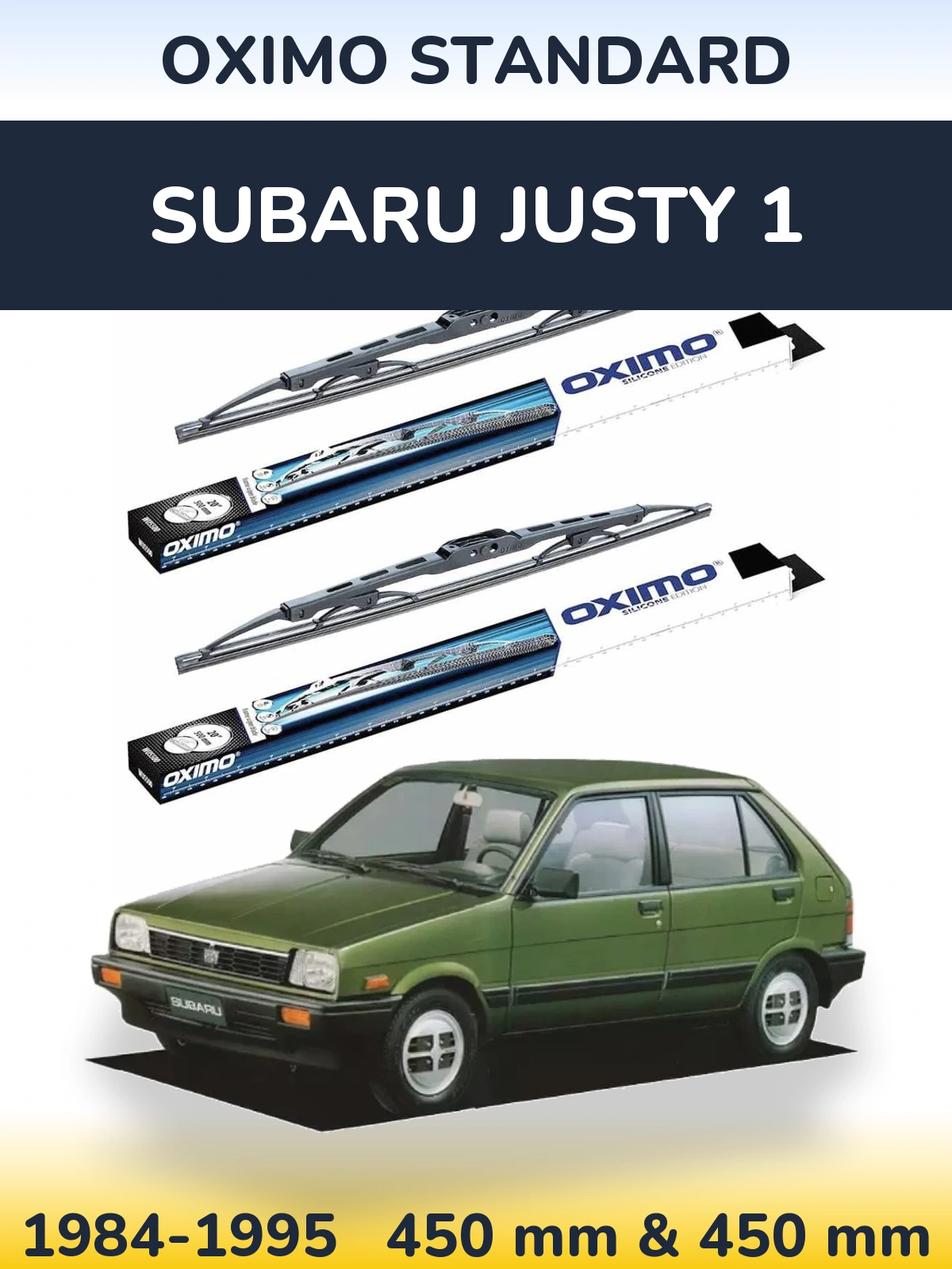 Komplet przednich wycieraczek Oximo Standard 450 & 450 mm do Subaru Justy 1 1984-1995