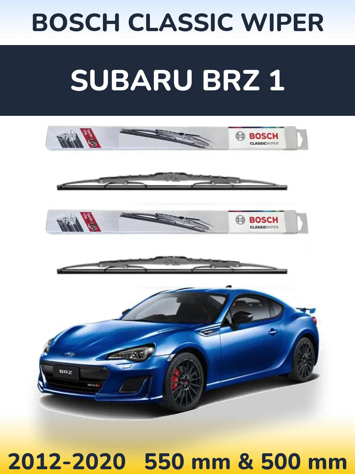 Komplet przednich wycieraczek BOSCH Classic Wiper 550 & 500 mm do Subaru BRZ 1 2012-2020