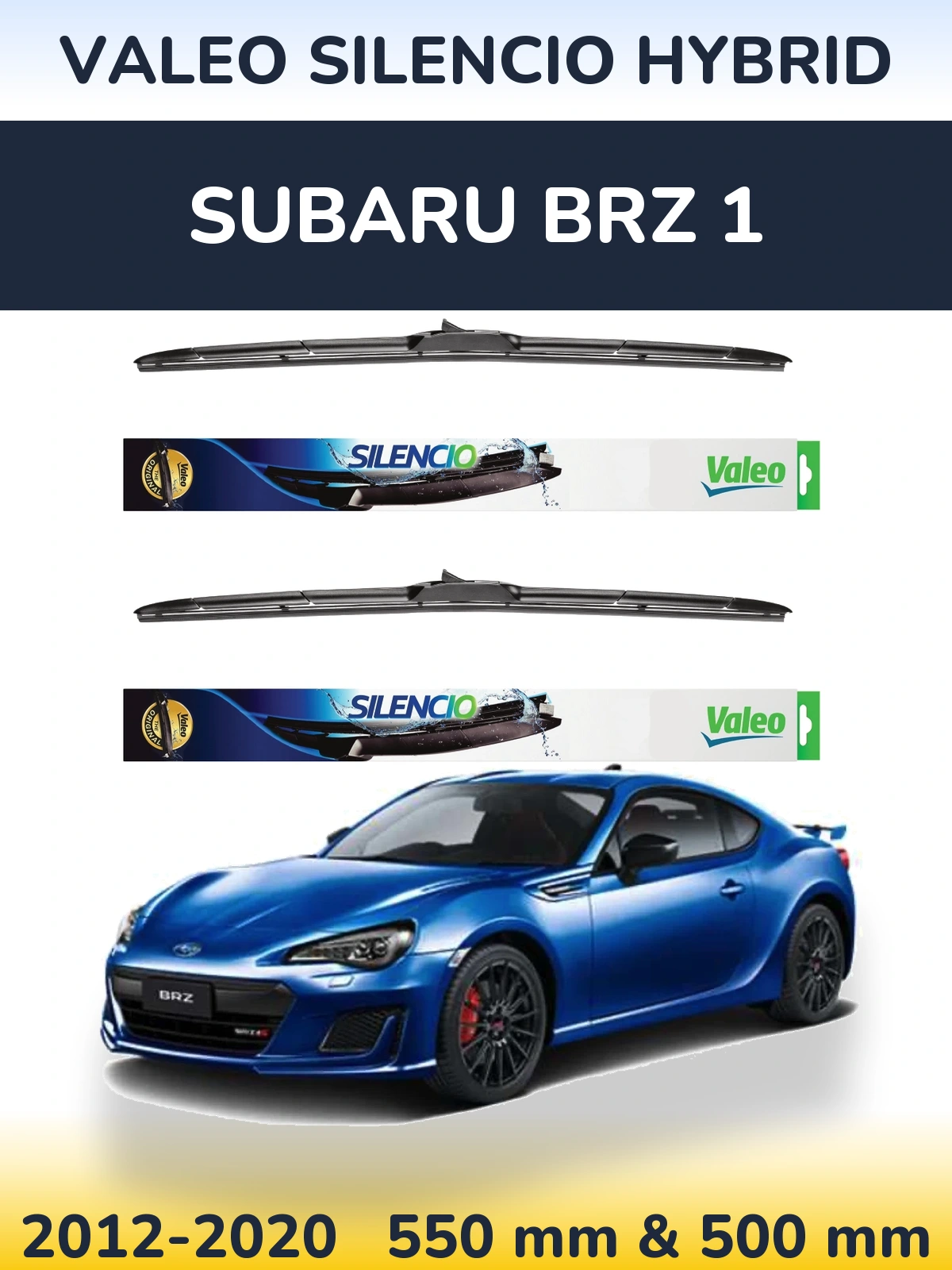 Komplet przednich wycieraczek Valeo Silencio Hybrid 550 & 500 mm do Subaru BRZ 1 2012-2020