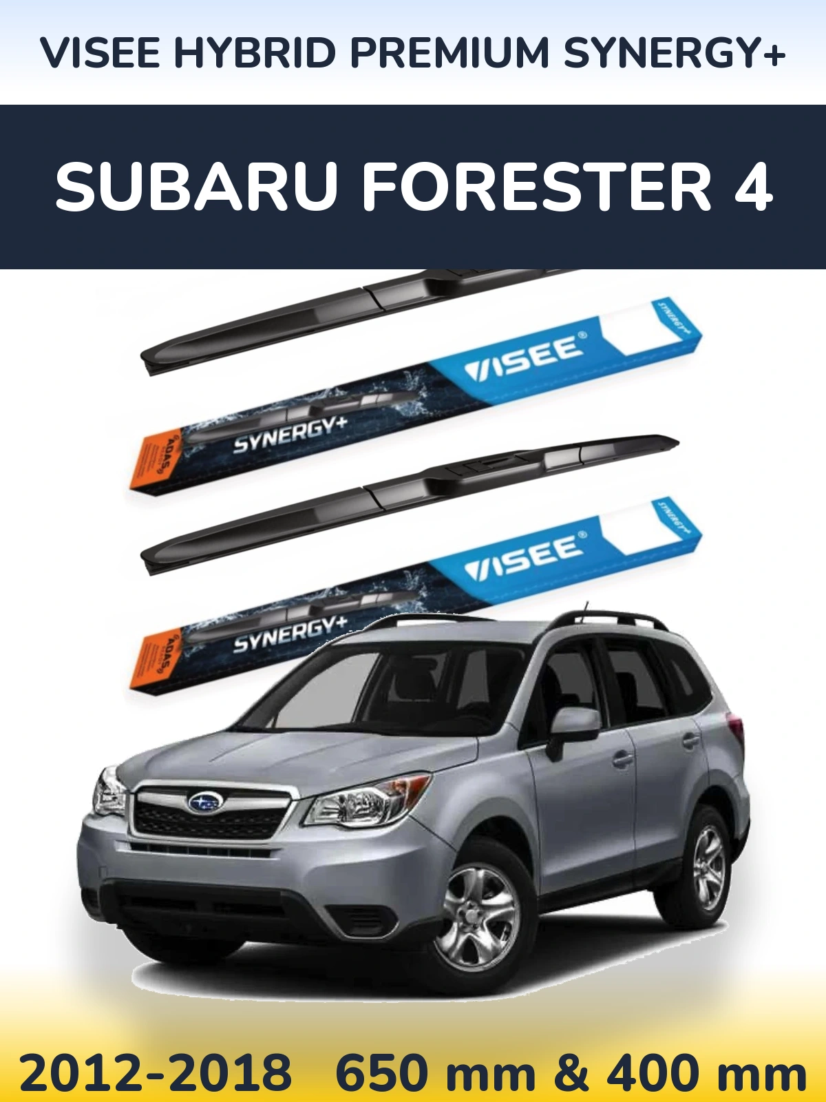 Komplet przednich wycieraczek VISEE HYBRID PREMIUM SYNERGY+ 650 & 400 mm do Subaru Forester 4 2012-2018