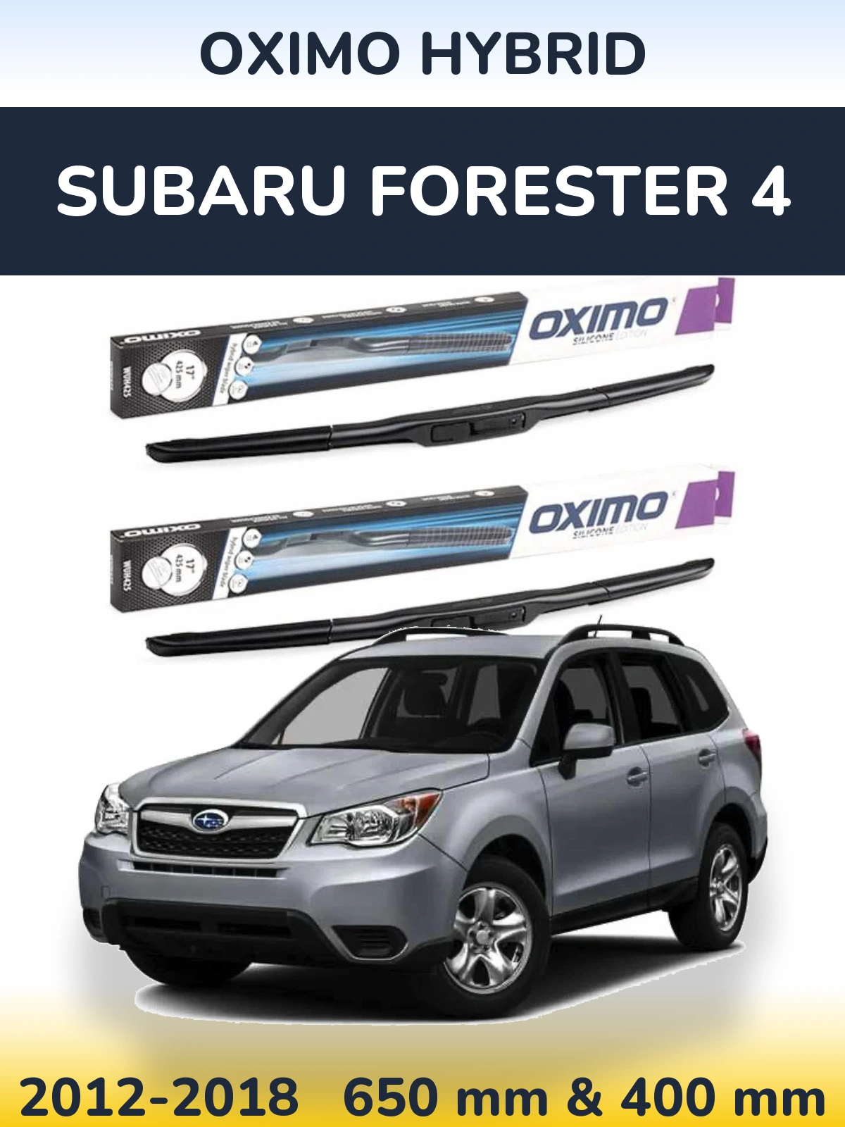 Front wiper blade set Oximo Hybrid 650 & 400 mm for Subaru Forester 4 2012-2018