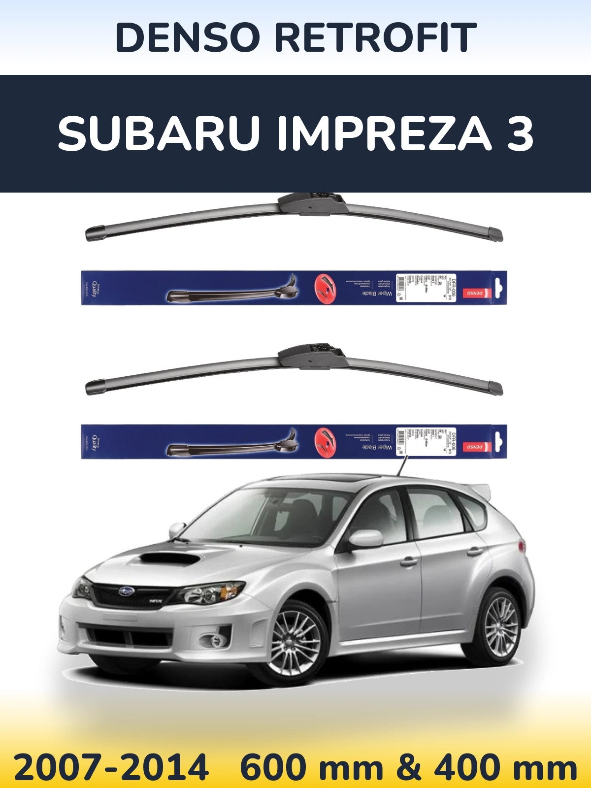 Komplet przednich wycieraczek Denso Retrofit 600 & 400 mm do Subaru Impreza 3 2007-2014