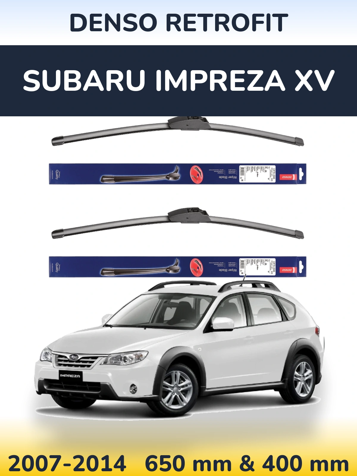 Комплект передних дворников Denso Retrofit 650 & 400 мм для Subaru Impreza XV 2007-2014