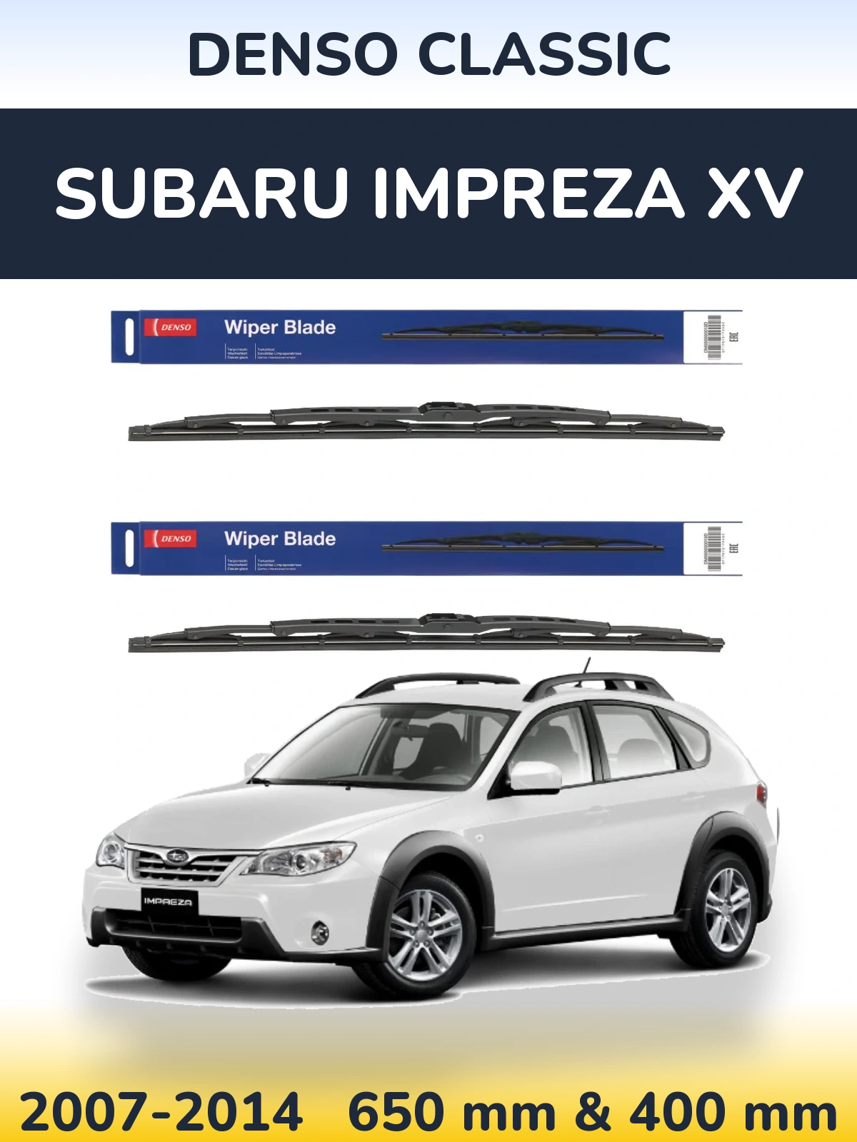 Komplet przednich wycieraczek Denso Classic 650 & 400 mm do Subaru Impreza XV 2007-2014