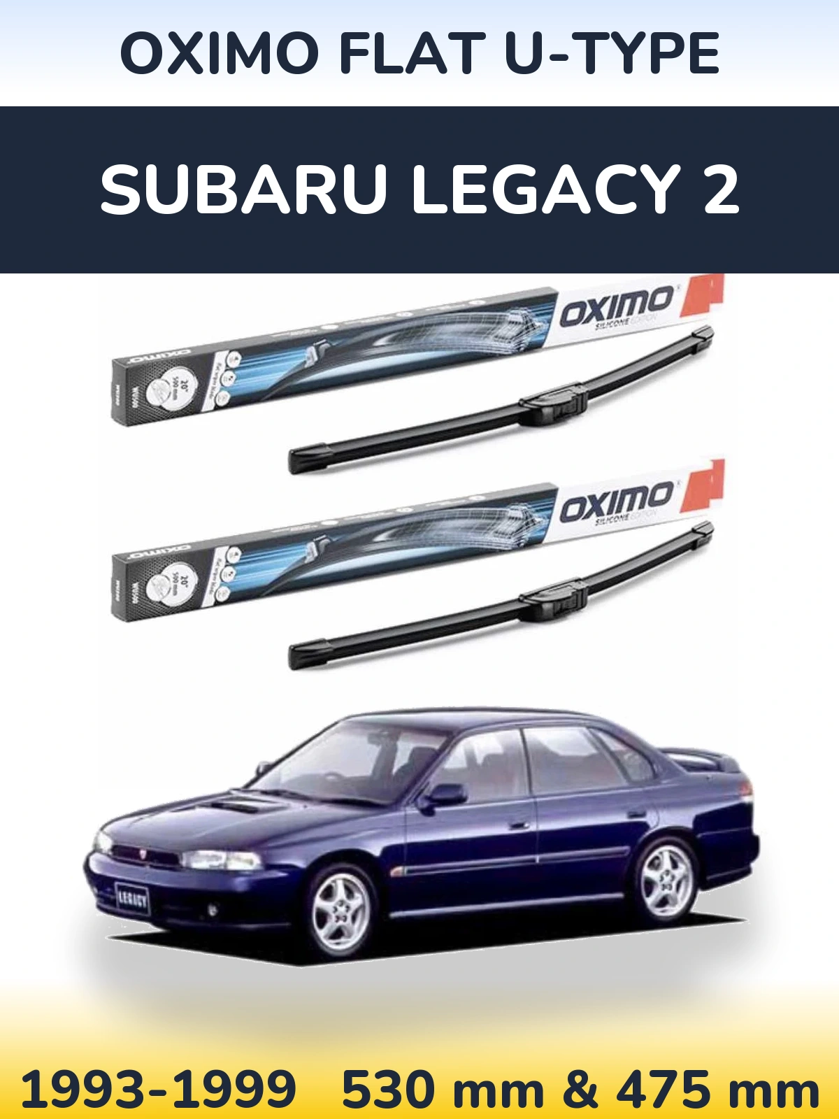 Komplet przednich wycieraczek Oximo Flat U-type 530 & 475 mm do Subaru Legacy 2 1993-1999