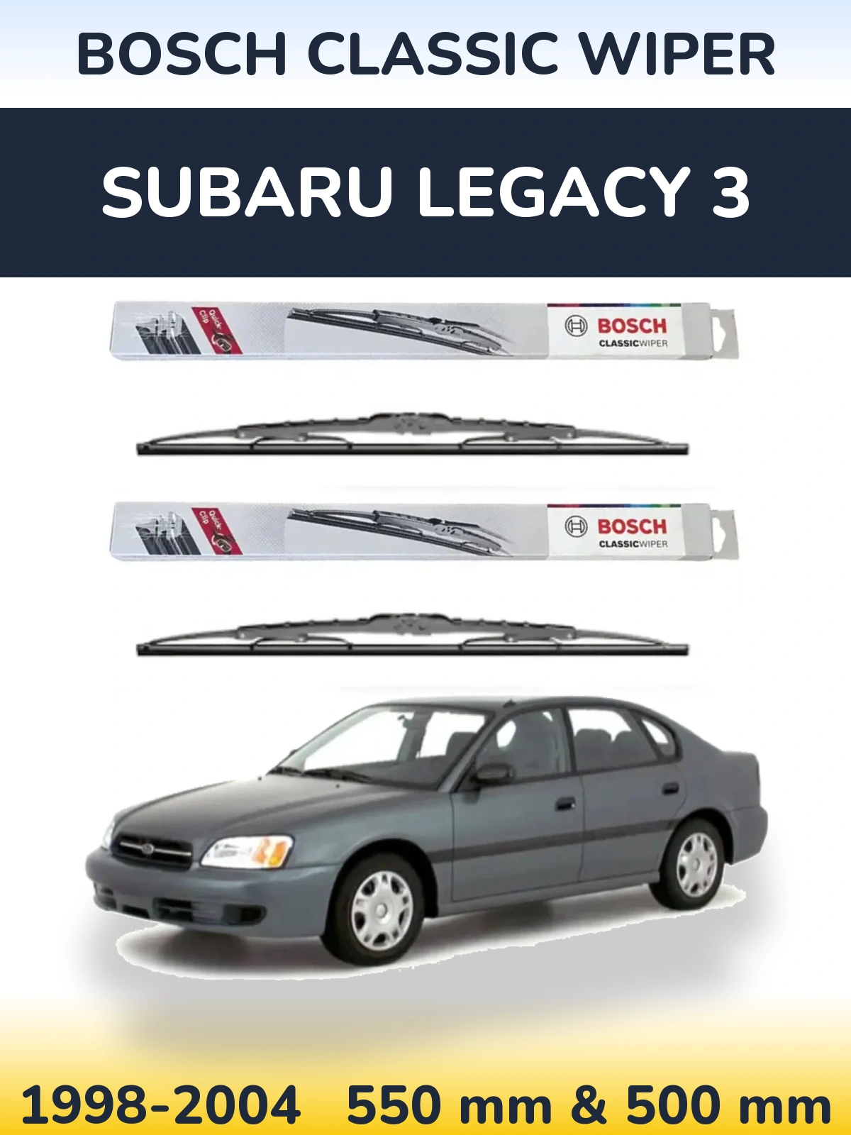 Komplet przednich wycieraczek BOSCH Classic Wiper 550 & 500 mm do Subaru Legacy 3 1998-2004