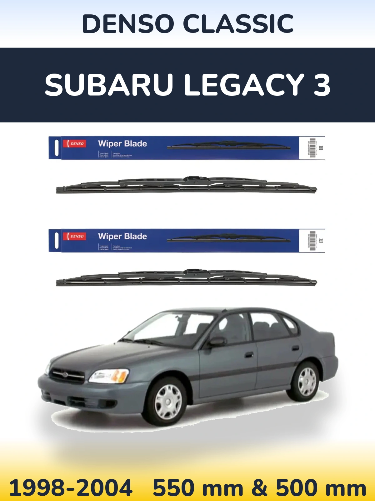 Komplet przednich wycieraczek Denso Classic 550 & 500 mm do Subaru Legacy 3 1998-2004