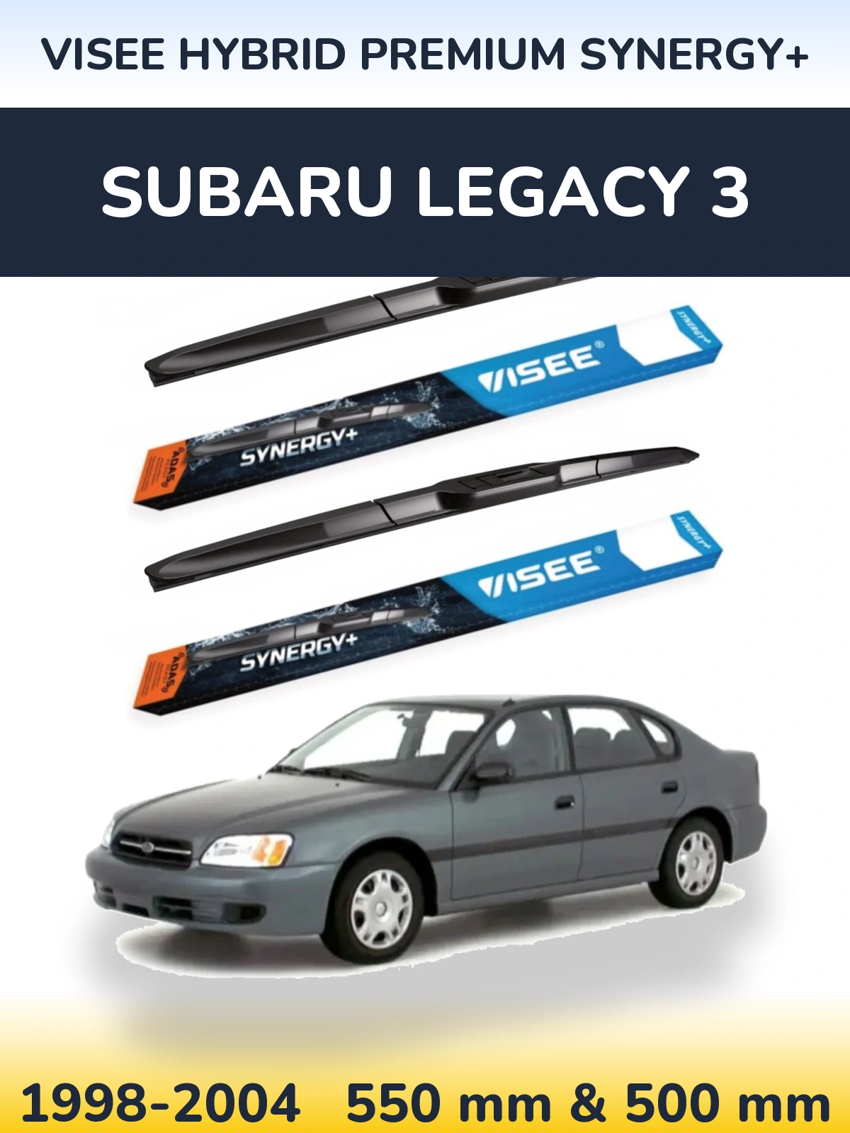 Komplet przednich wycieraczek VISEE HYBRID PREMIUM SYNERGY+ 550 & 500 mm do Subaru Legacy 3 1998-2004