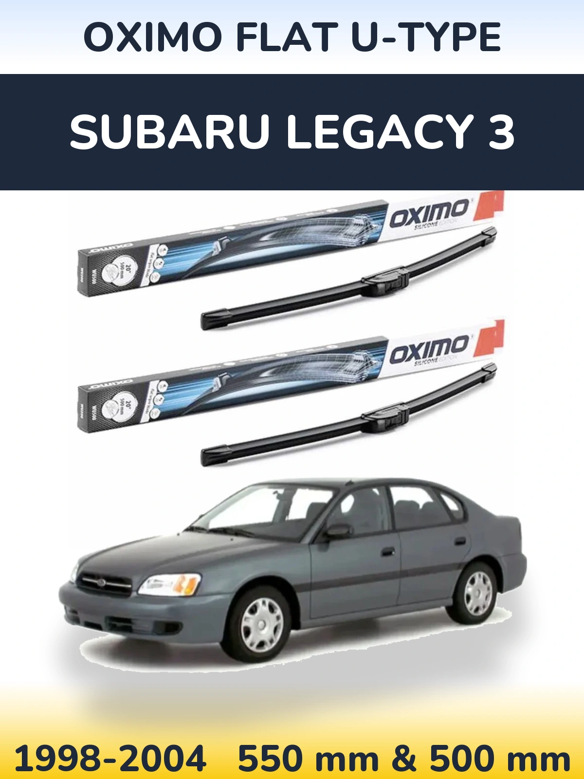 Комплект передних дворников Oximo Flat U-type 550 & 500 мм для Subaru Legacy 3 1998-2004