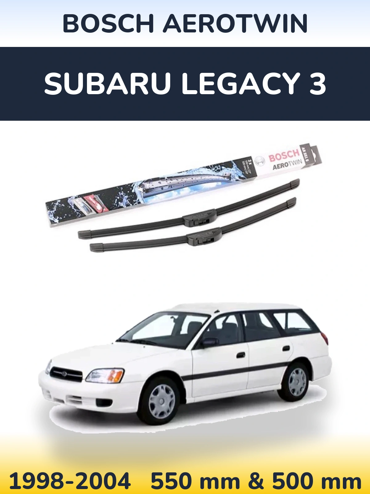 Комплект передних дворников BOSCH AeroTwin 550 & 500 мм для Subaru Legacy 3 1998-2004