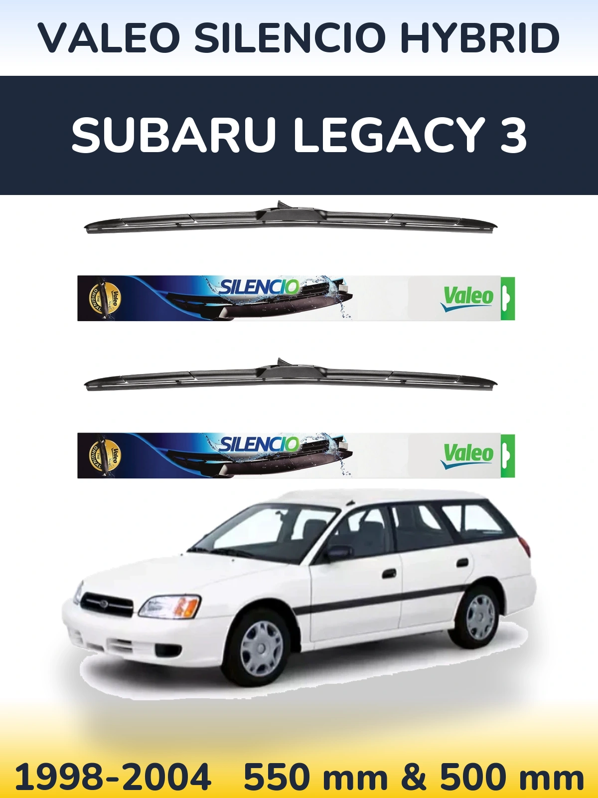 Komplet przednich wycieraczek Valeo Silencio Hybrid 550 & 500 mm do Subaru Legacy 3 1998-2004