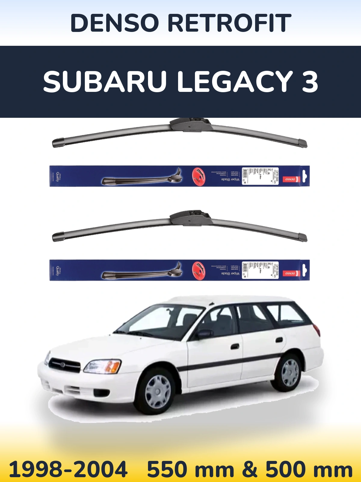 Komplet przednich wycieraczek Denso Retrofit 550 & 500 mm do Subaru Legacy 3 1998-2004