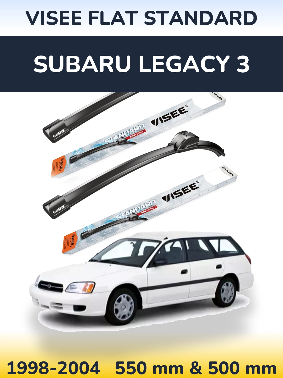 Komplet przednich wycieraczek VISEE FLAT STANDARD 550 & 500 mm do Subaru Legacy 3 1998-2004