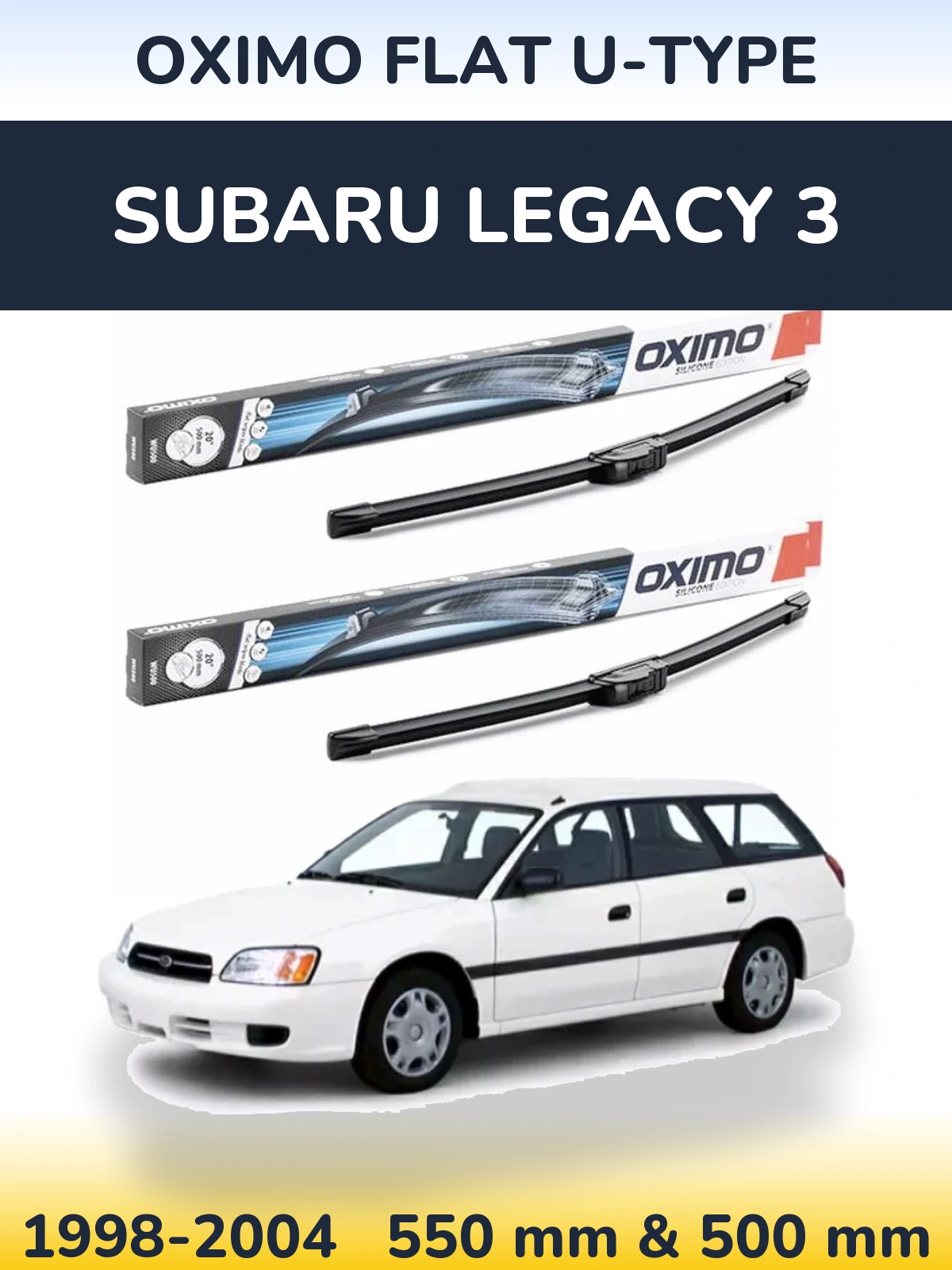 Komplet przednich wycieraczek Oximo Flat U-type 550 & 500 mm do Subaru Legacy 3 1998-2004