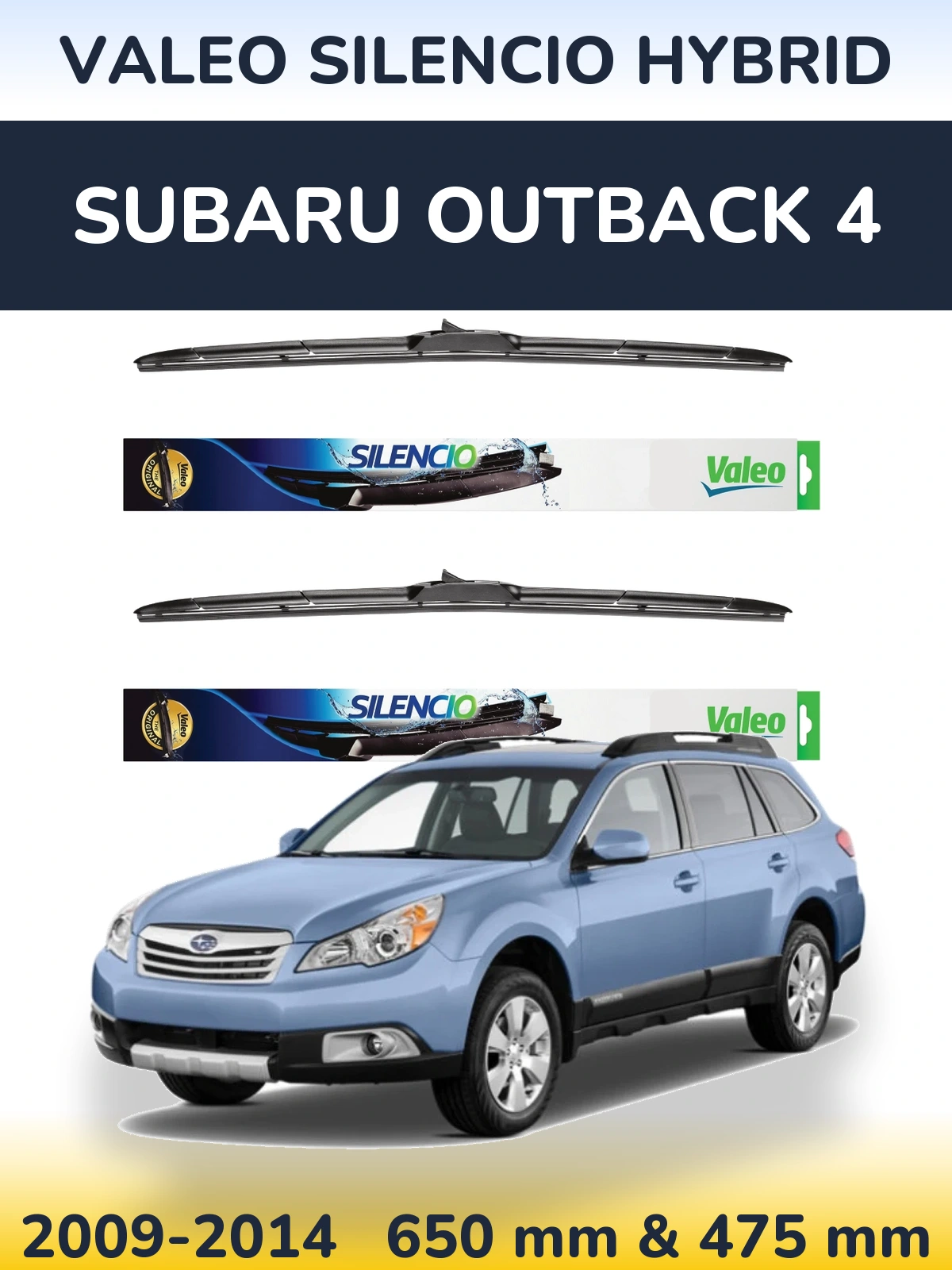 Komplet przednich wycieraczek Valeo Silencio Hybrid 650 & 475 mm do Subaru Outback 4 2009-2014