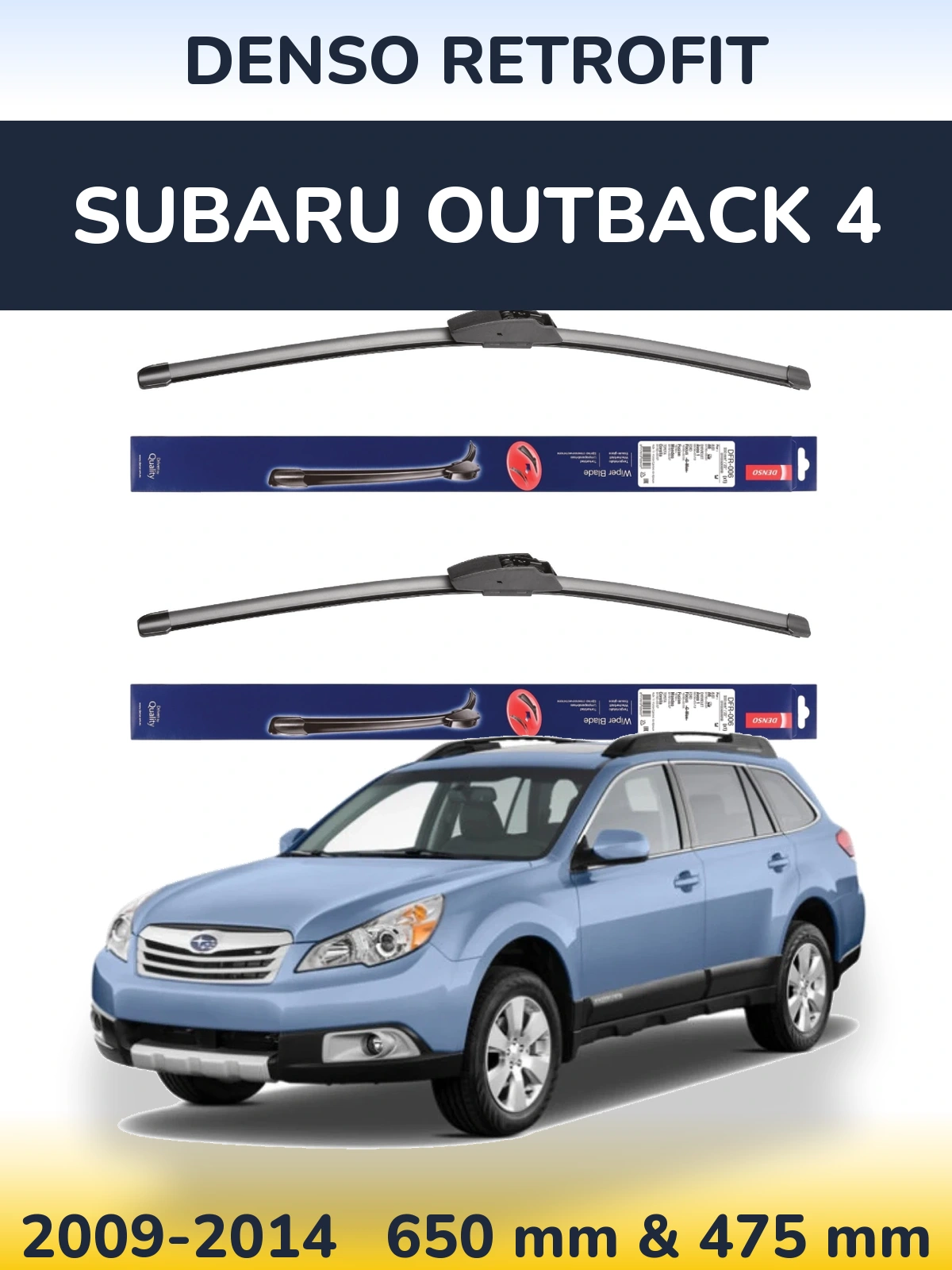 Komplet przednich wycieraczek Denso Retrofit 650 & 475 mm do Subaru Outback 4 2009-2014