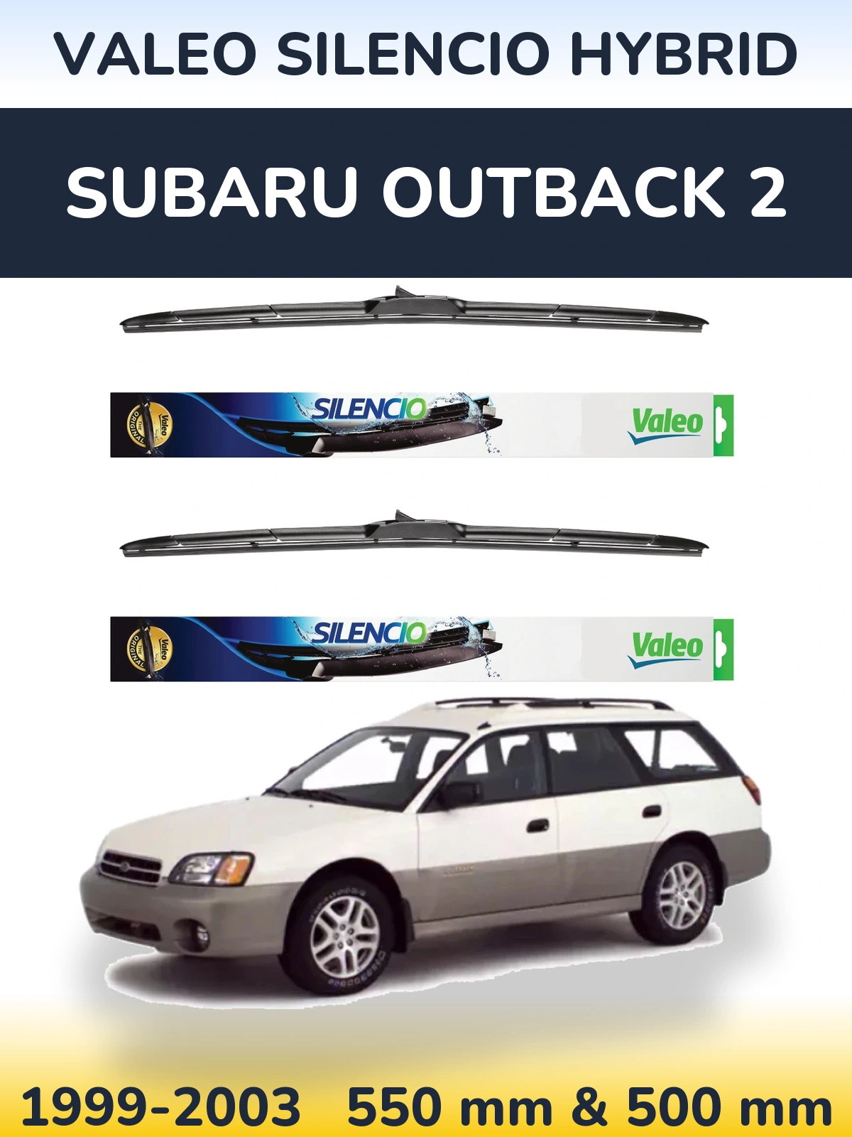 Комплект передних дворников Valeo Silencio Hybrid 550 & 500 мм для Subaru Outback 2 1999-2003