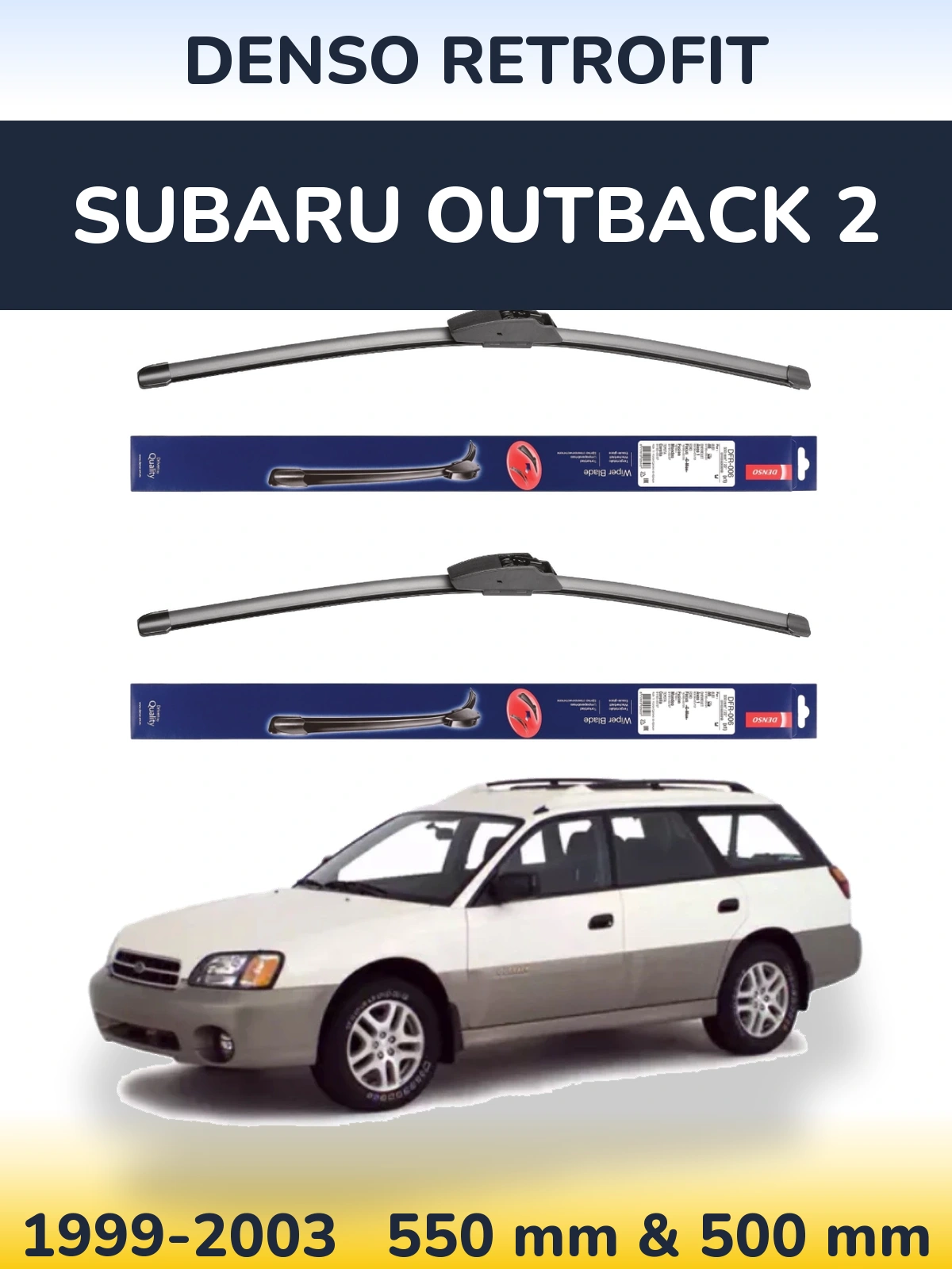 Komplet przednich wycieraczek Denso Retrofit 550 & 500 mm do Subaru Outback 2 1999-2003