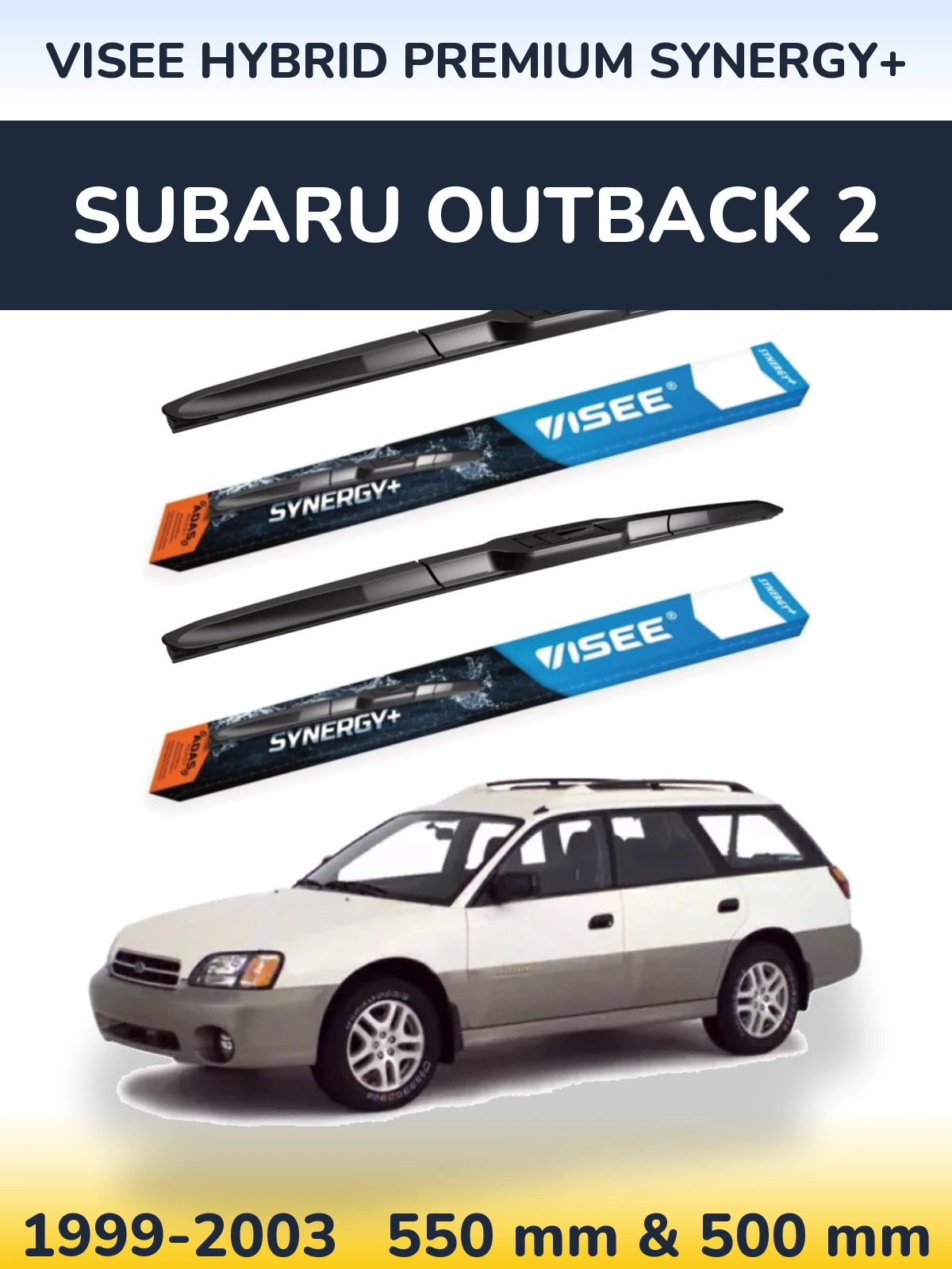 Komplet przednich wycieraczek VISEE HYBRID PREMIUM SYNERGY+ 550 & 500 mm do Subaru Outback 2 1999-2003