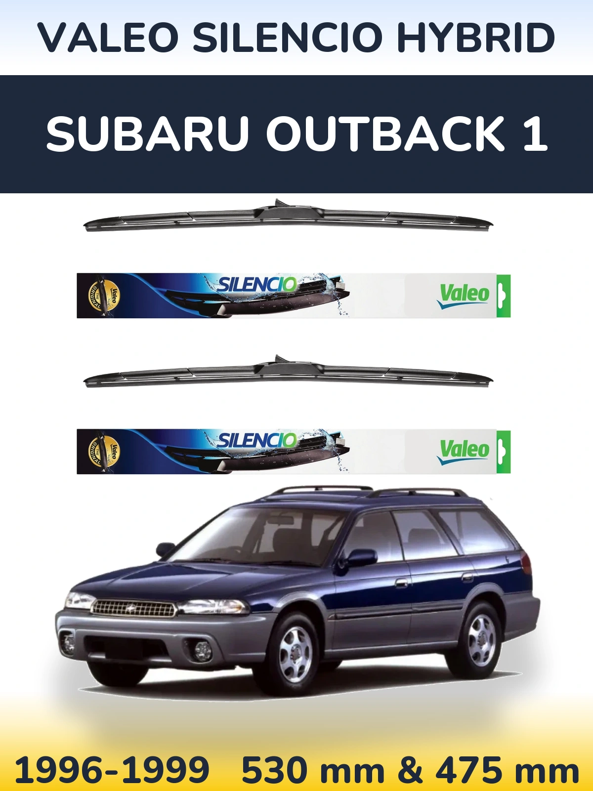 Komplet przednich wycieraczek Valeo Silencio Hybrid 530 & 475 mm do Subaru Outback 1 1996-1999