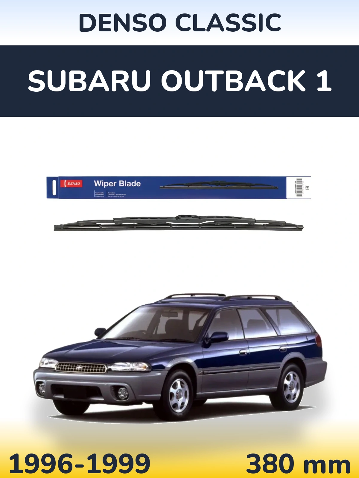 Rear wiper blade Denso Classic 380 mm for Subaru Outback 1 1996-1999