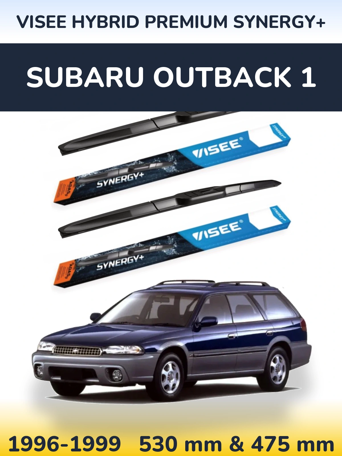 Komplet przednich wycieraczek VISEE HYBRID PREMIUM SYNERGY+ 530 & 475 mm do Subaru Outback 1 1996-1999