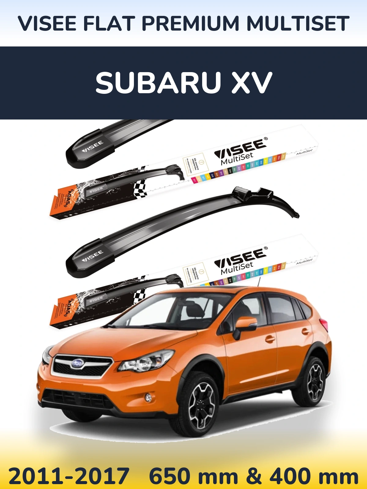 Komplet przednich wycieraczek VISEE FLAT PREMIUM MultiSet 650 & 400 mm do Subaru XV 2011-2017