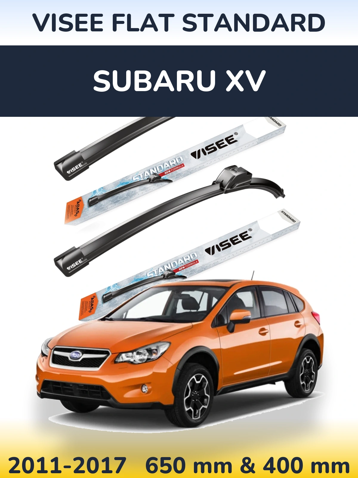 Komplet przednich wycieraczek VISEE FLAT STANDARD 650 & 400 mm do Subaru XV 2011-2017