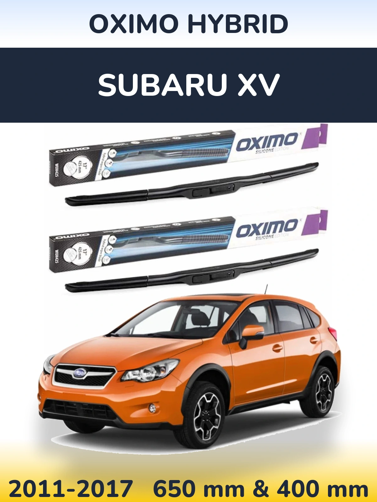 Комплект передних дворников Oximo Hybrid 650 & 400 мм для Subaru XV 2011-2017