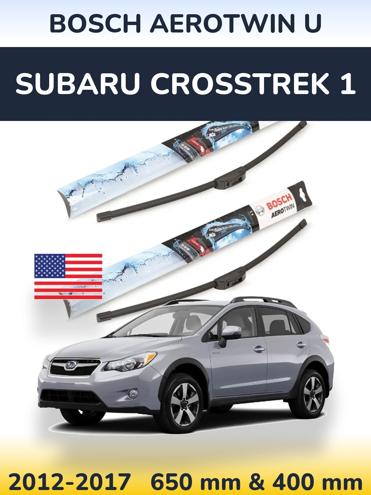 Komplet przednich wycieraczek BOSCH AeroTwin U 650 & 400 mm do Subaru Crosstrek 1 2012-2017