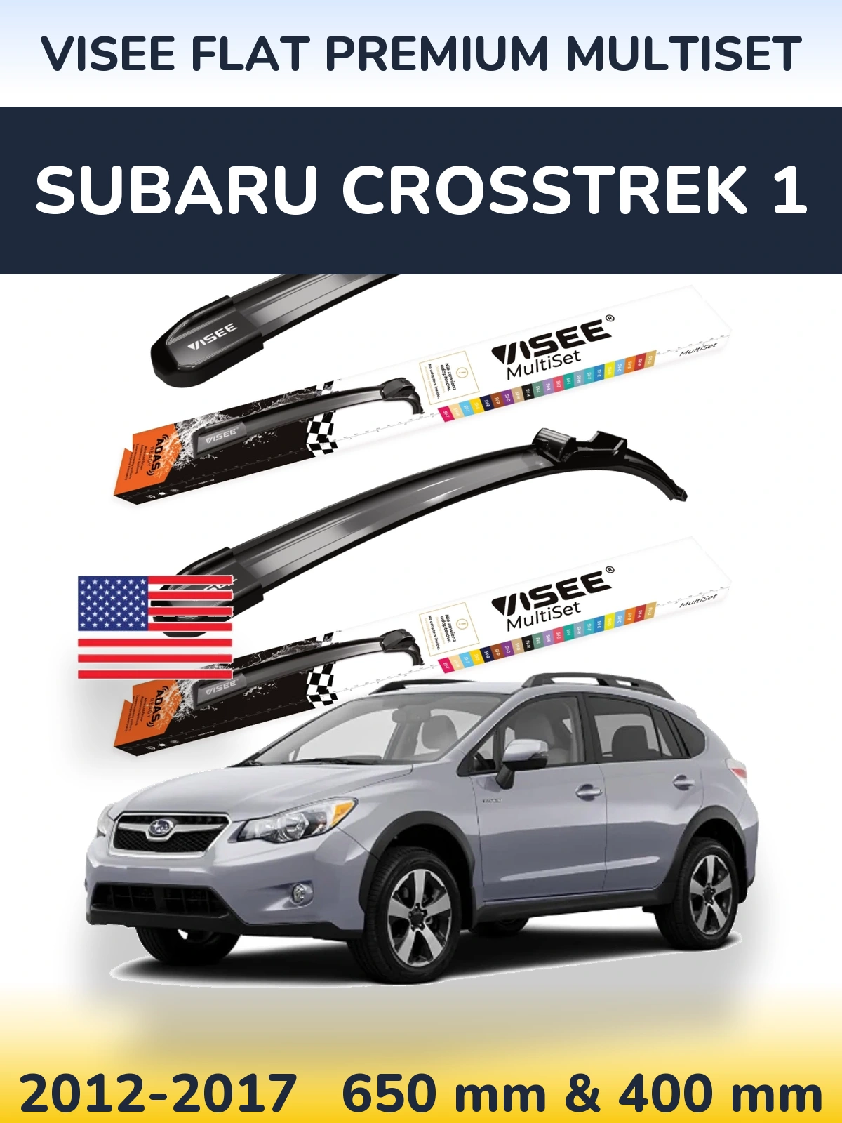 Комплект передних дворников VISEE FLAT PREMIUM MultiSet 650 & 400 мм для Subaru Crosstrek 1 2012-2017