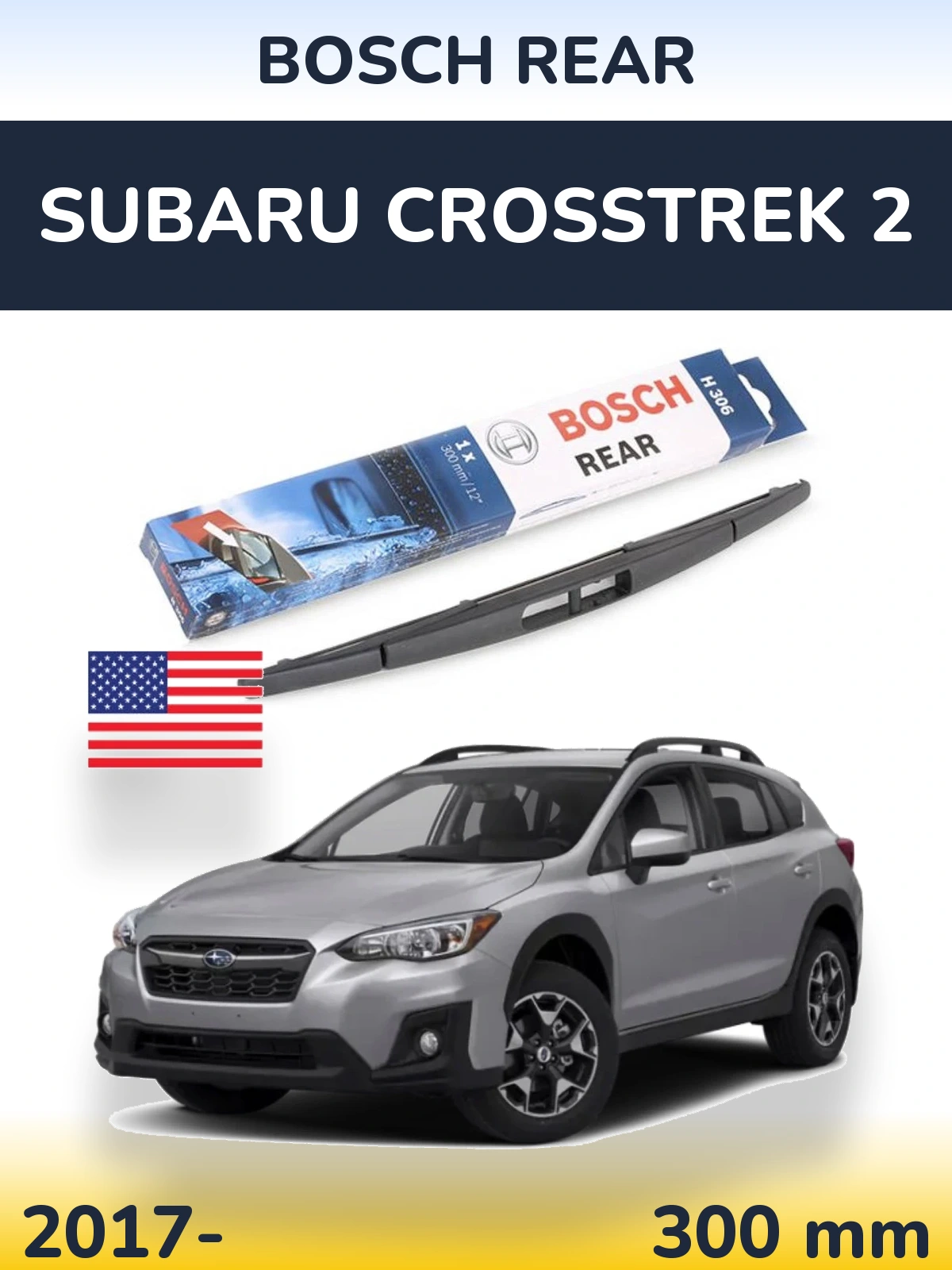 Rear wiper blade BOSCH Rear 300 mm for Subaru Crosstrek 2 2017-2026